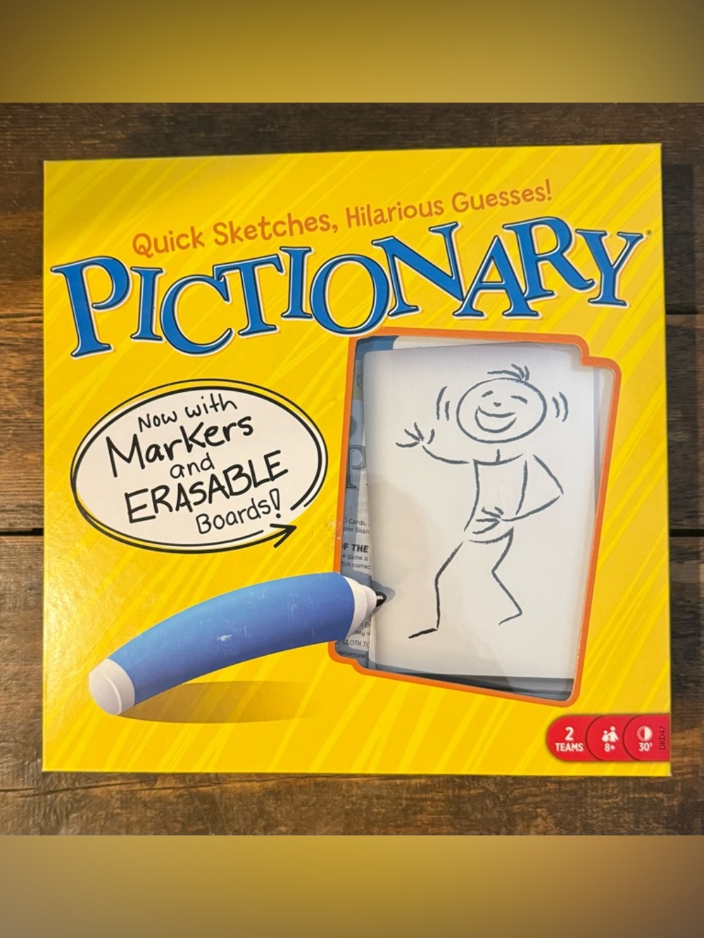 Mattel Pictionary Game Box - Yellow Box with Blue Pen